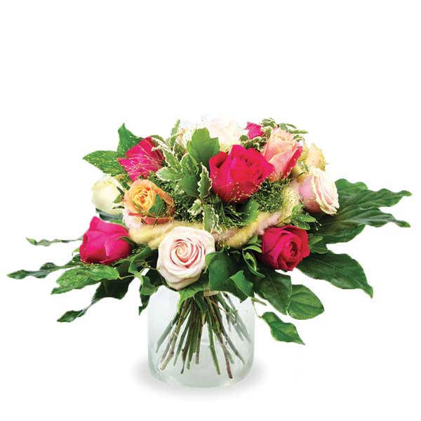 Bouquet Rond Court Mélange De Roses